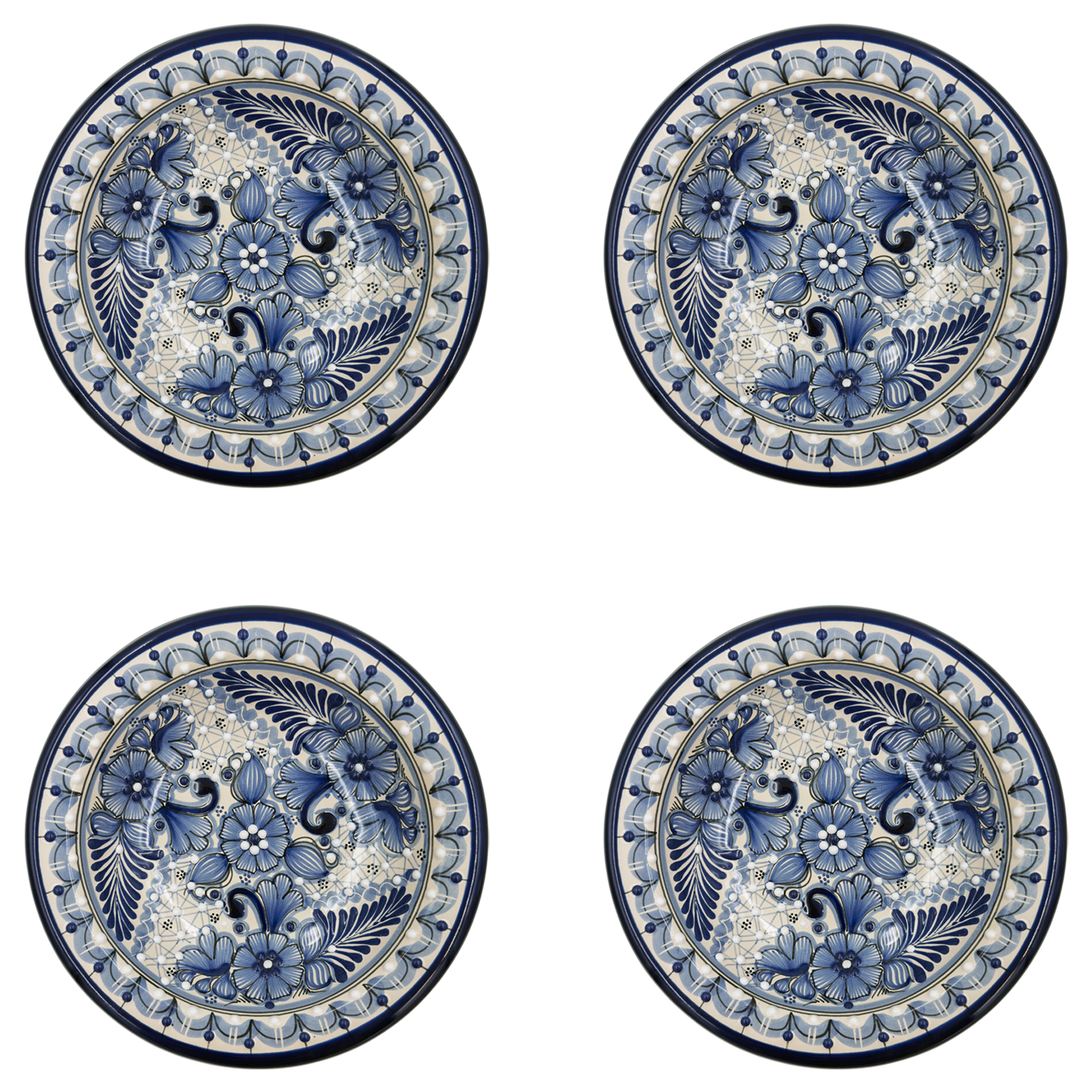 Blue Rose Soup Plate Set of 4