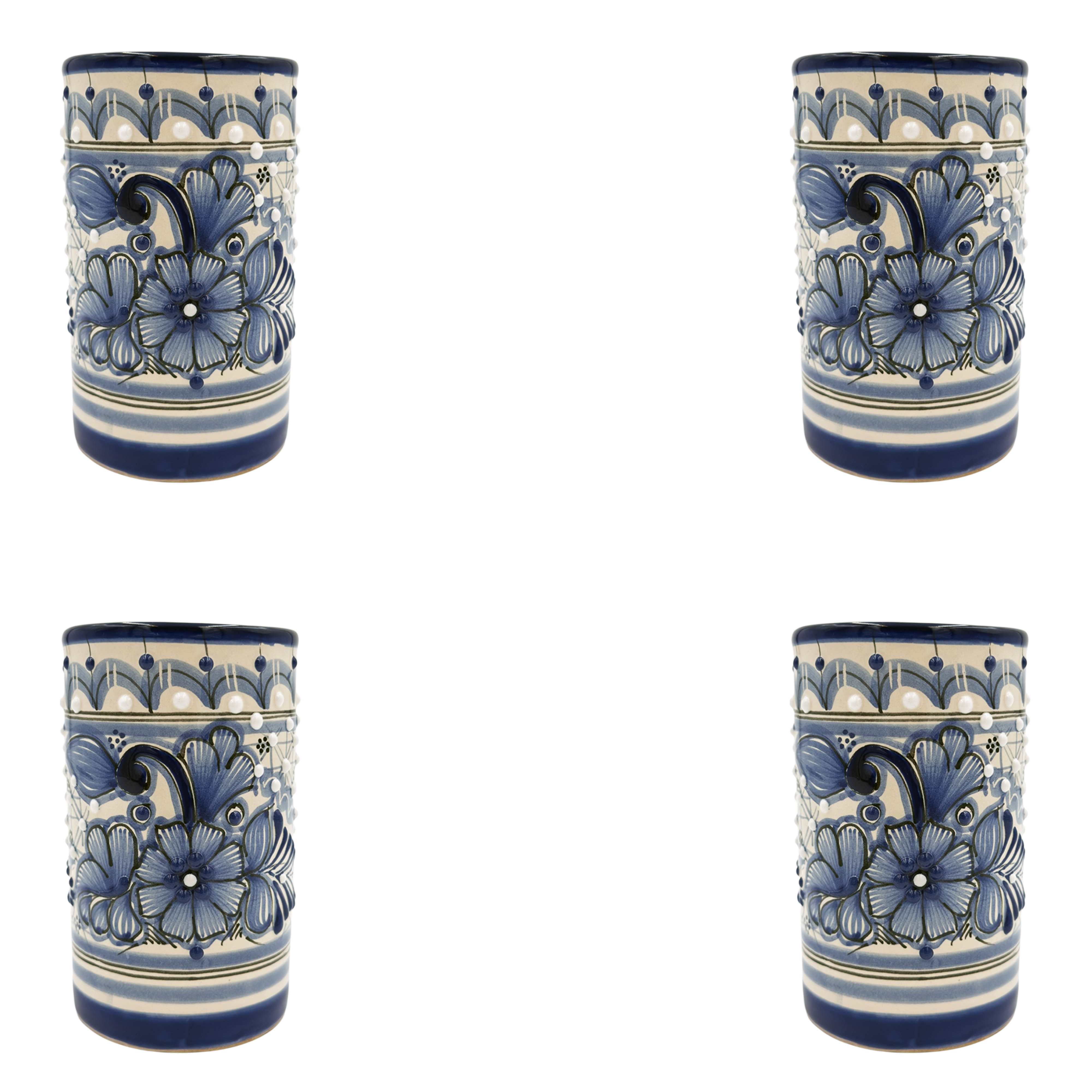 Blue Rose Cups Set of 4