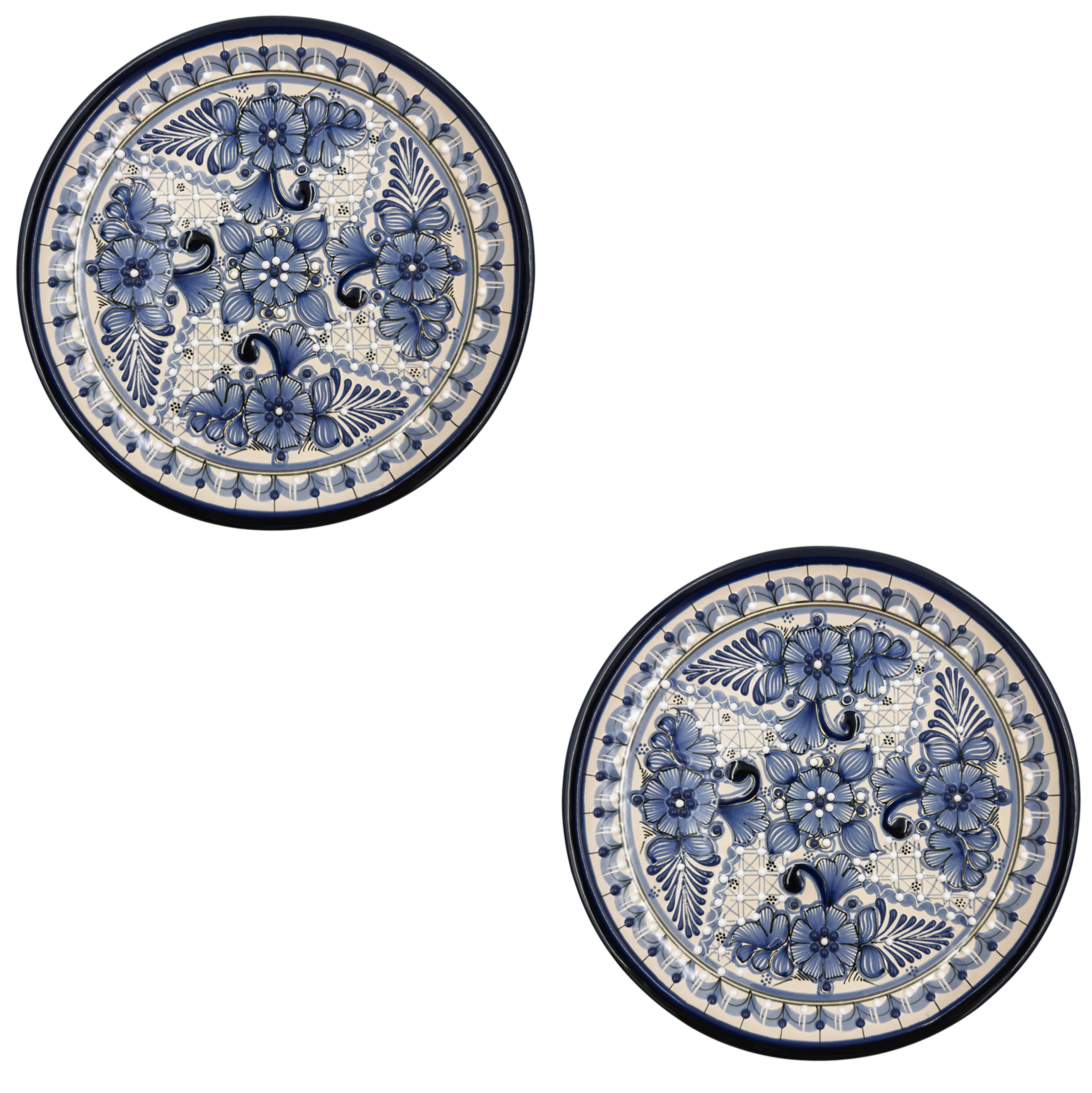 Blue Rose Large Plate Set of 2
