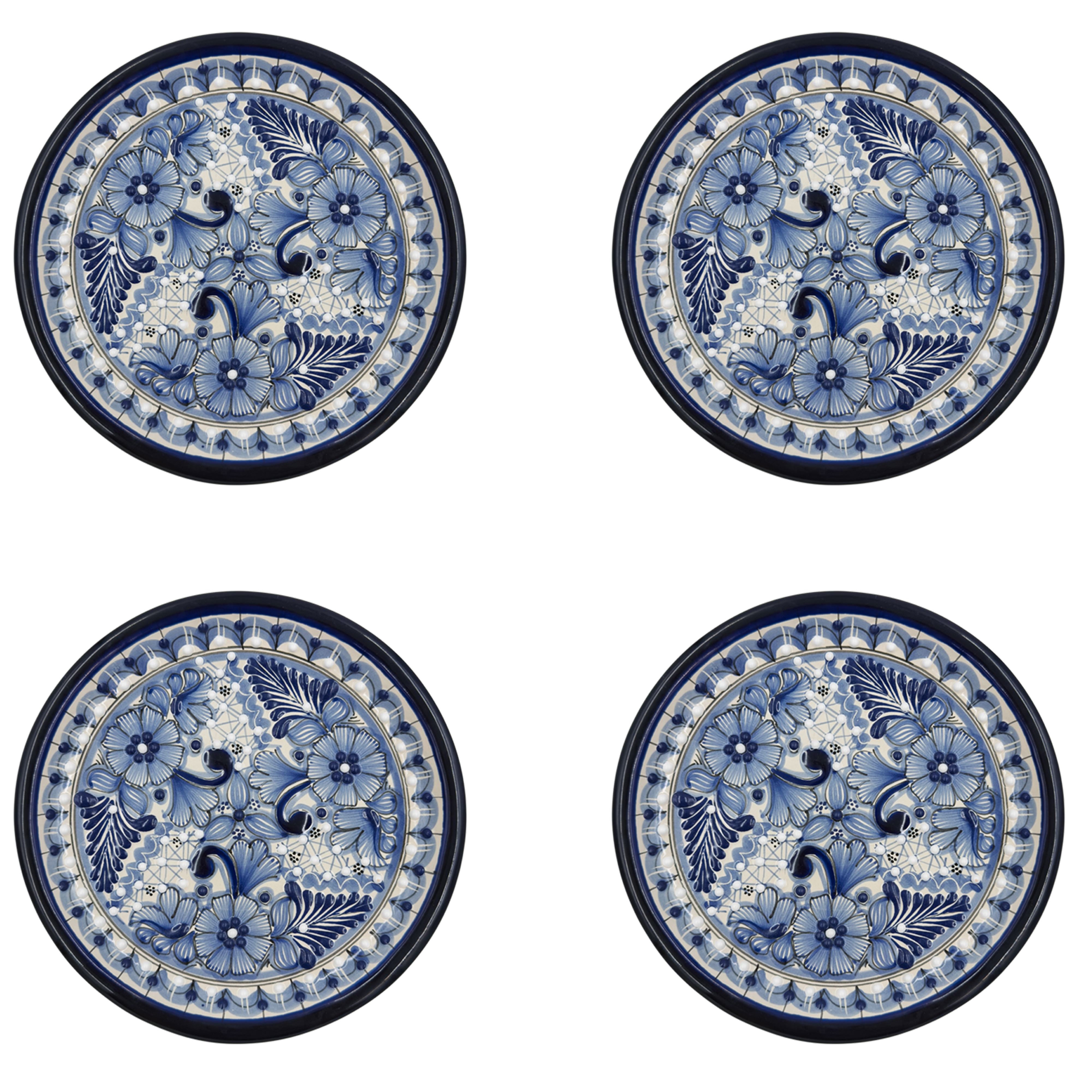 Blue Rose Medium Plate Set of 4