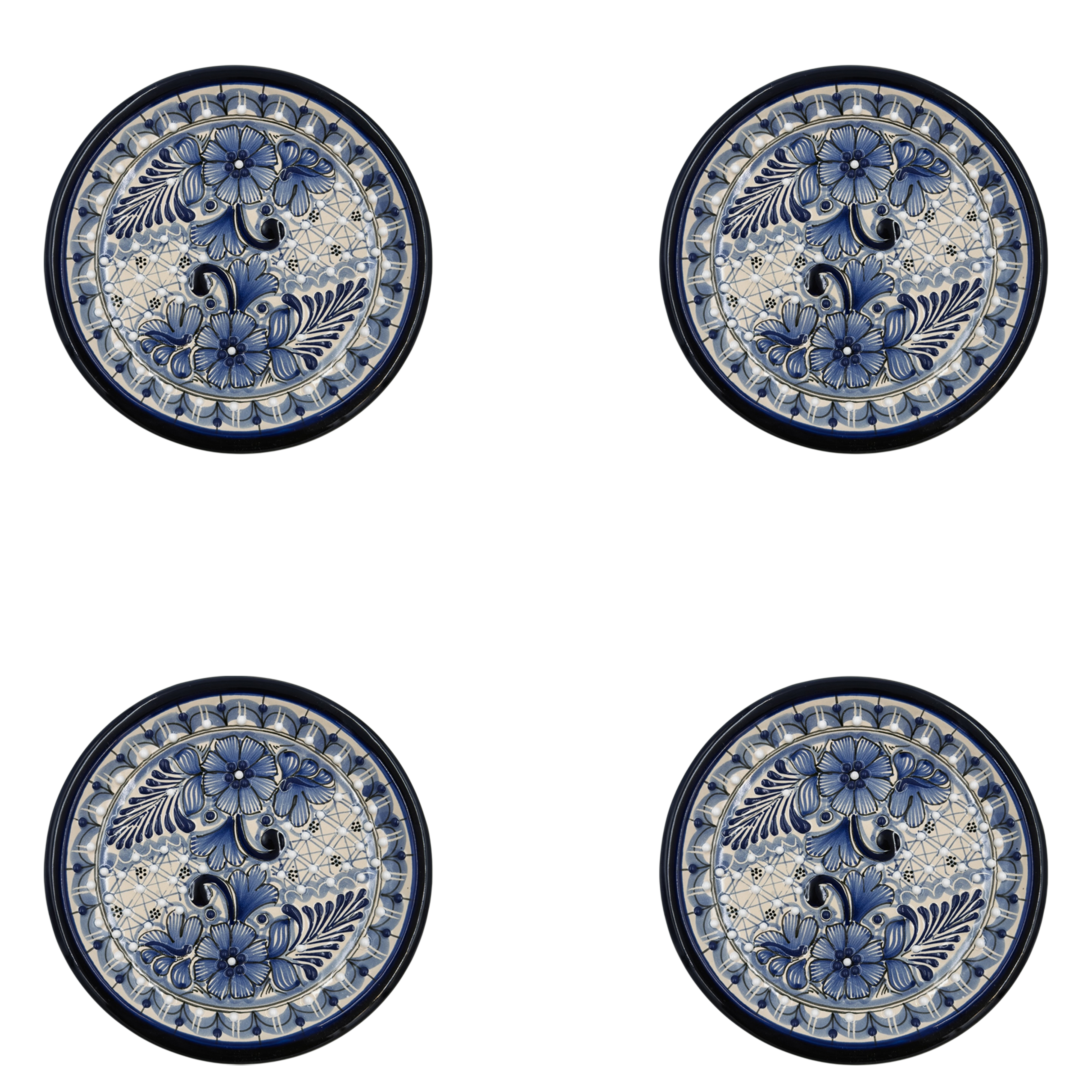 Blue Rose Small Plate Set of 4